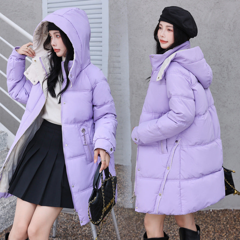 Winter Loose Down Cotton-padded Coat Women’s Coat Mid-length Thickened