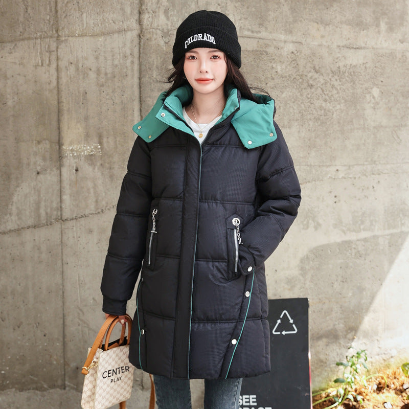 Winter Loose Down Cotton-padded Coat Women’s Coat Mid-length Thickened - Black / M