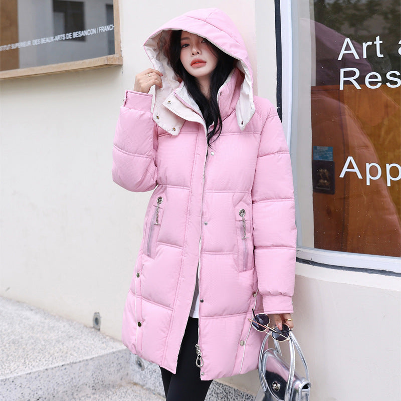 Winter Loose Down Cotton-padded Coat Women’s Coat Mid-length Thickened - Pink / M