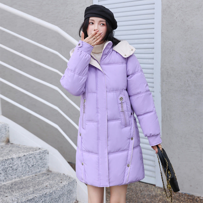 Winter Loose Down Cotton-padded Coat Women’s Coat Mid-length Thickened - Purple / M