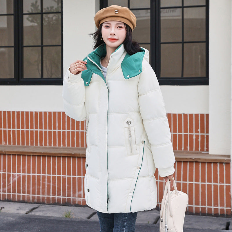 Winter Loose Down Cotton-padded Coat Women’s Coat Mid-length Thickened - White / M