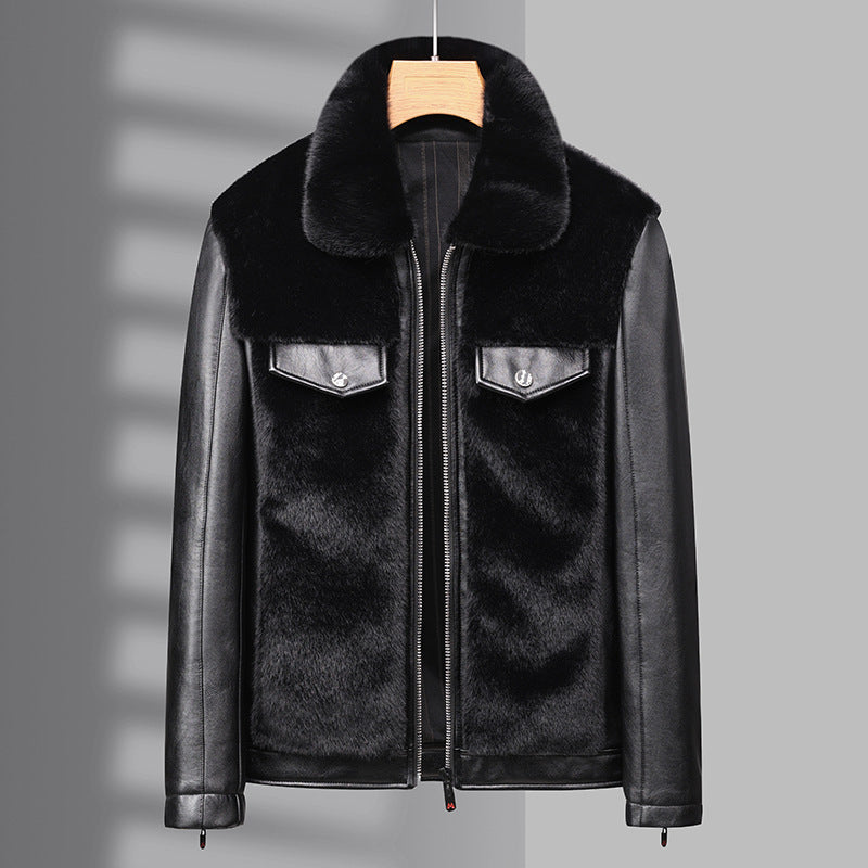 Winter Men’s Warm Mink Fur Jacket Coat - 3012 Black / M