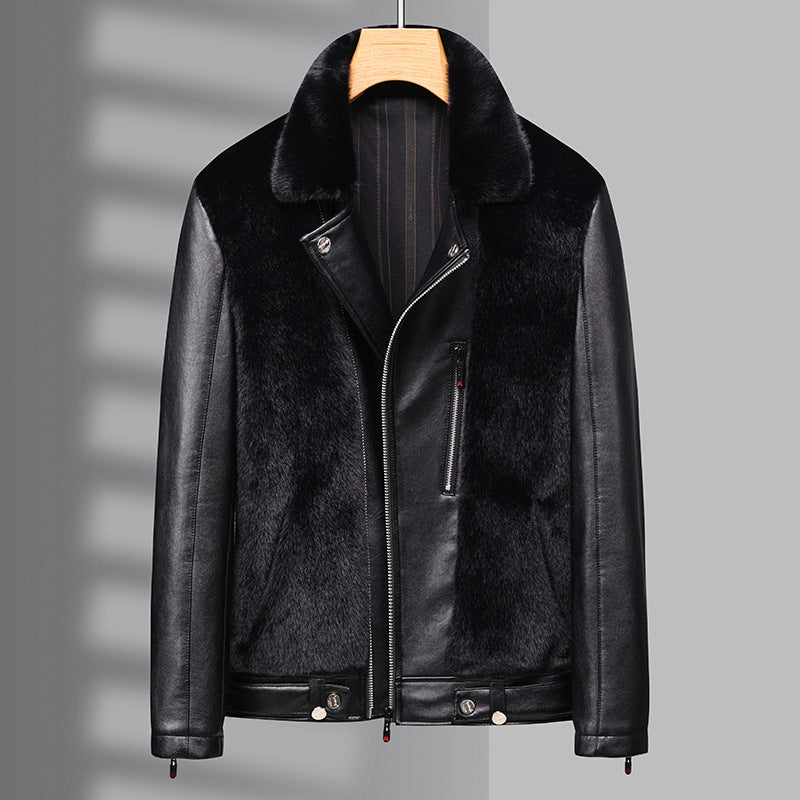 Winter Men’s Warm Mink Fur Jacket Coat - 3013 Black / M
