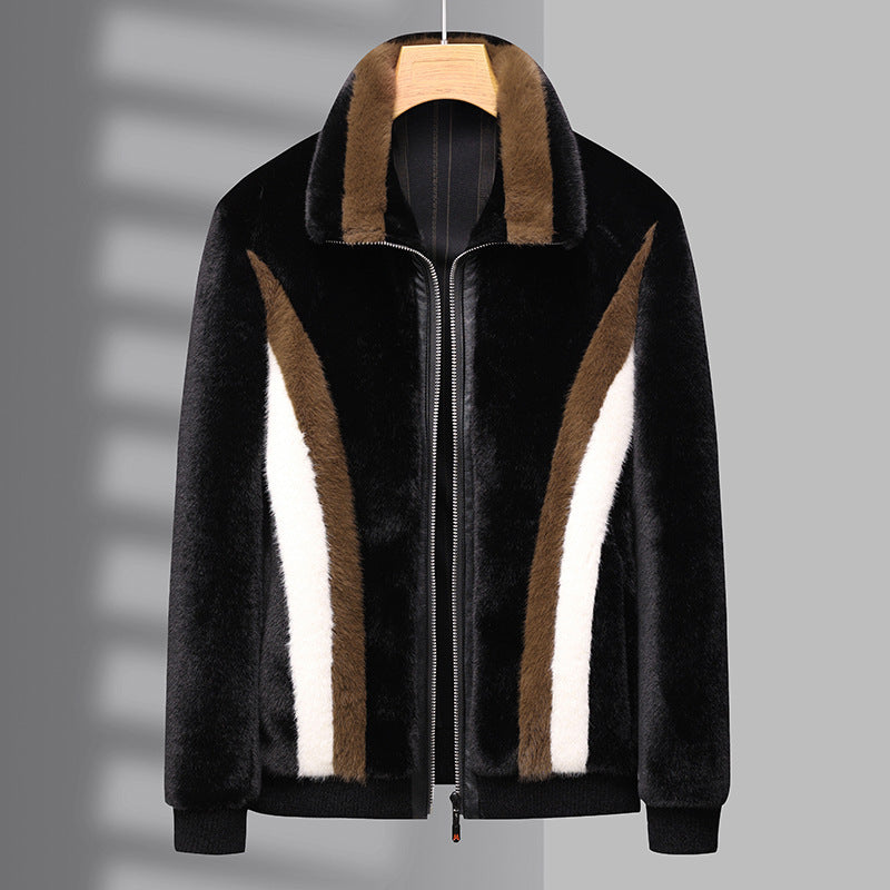 Winter Men’s Warm Mink Fur Jacket Coat - 3015 Black / M