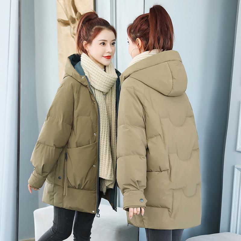 Women’s Down Cotton-padded Jacket Mid-length Winter - Khaki / S