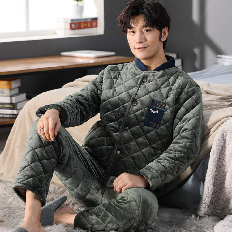 Winter thick men’s pajamas - Army Green / XL