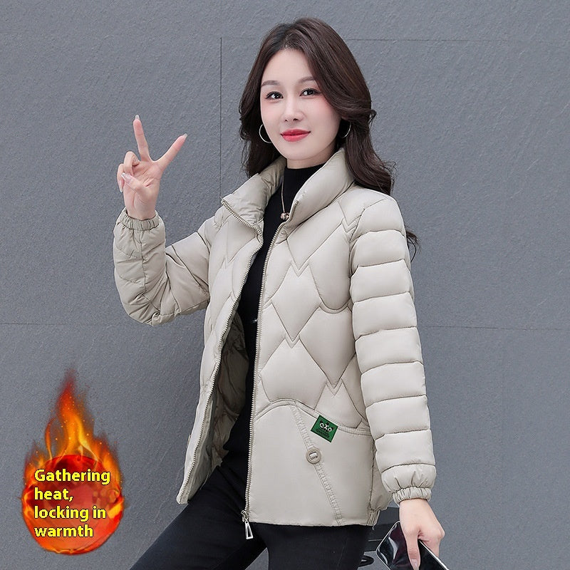High-end Down Cotton-padded Coat For Women Winter Thickened - Light Gray / L