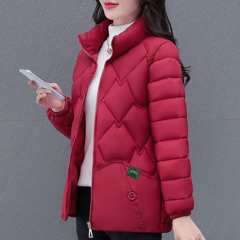 High-end Down Cotton-padded Coat For Women Winter Thickened - Purplish Red / L