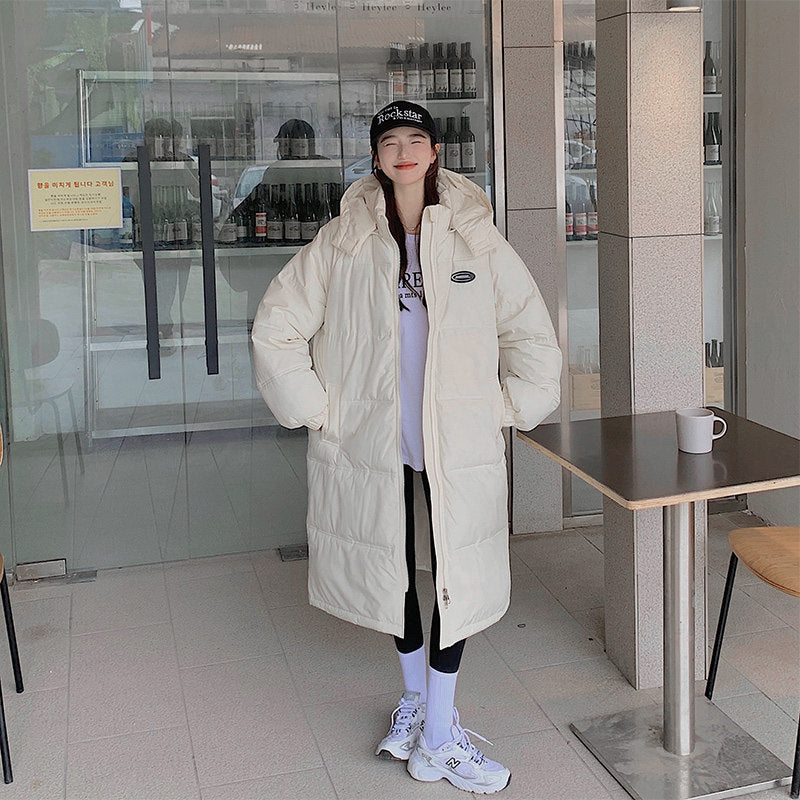 Women’s Mid-length Loose Overknee Thickened Cotton Padded Coat - Beige / S