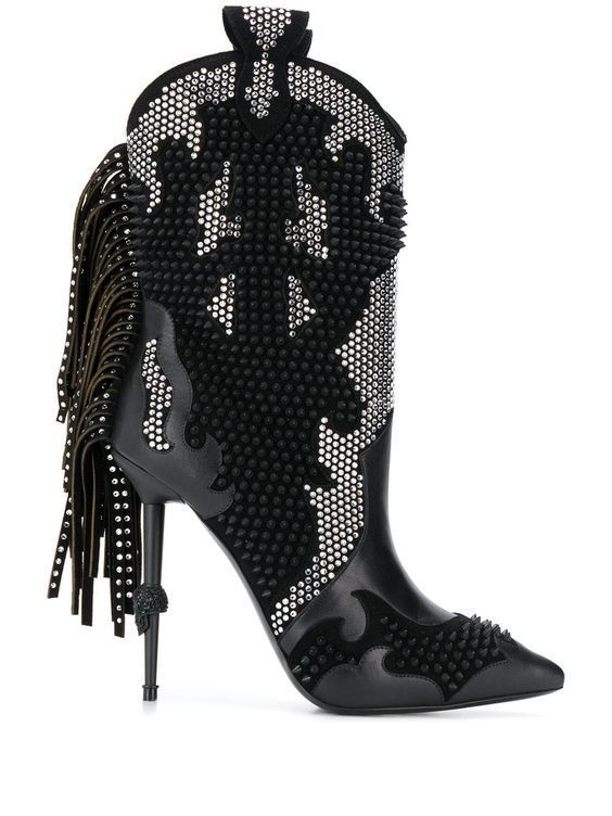 Women’s Colorblock Hot Drill Pointed Toe Fringe Fashion Short Boots