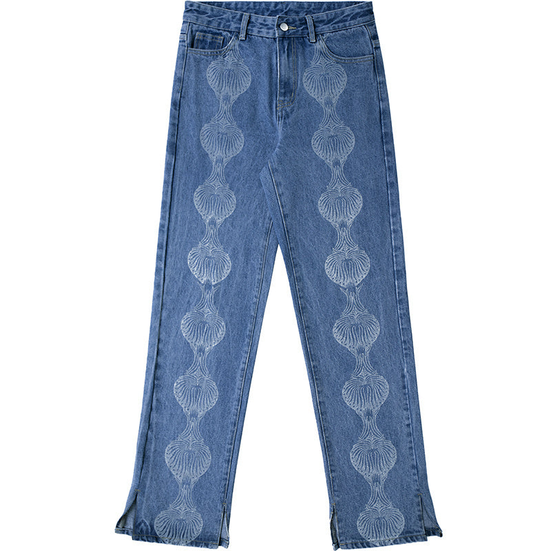 Women’s Cutout Burnt Hem Slit Jeans - Blue / XS