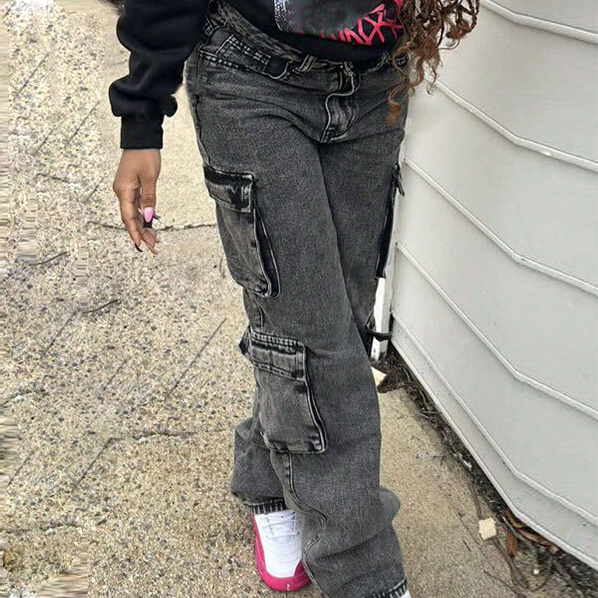 Women’s Fashion Casual Retro Denim High Waist Straight Pants