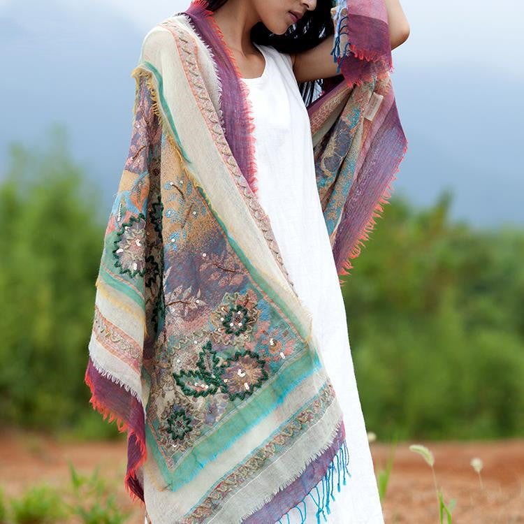 Women’s Fashion Personality And Creativity Embroidered Scarf - Color