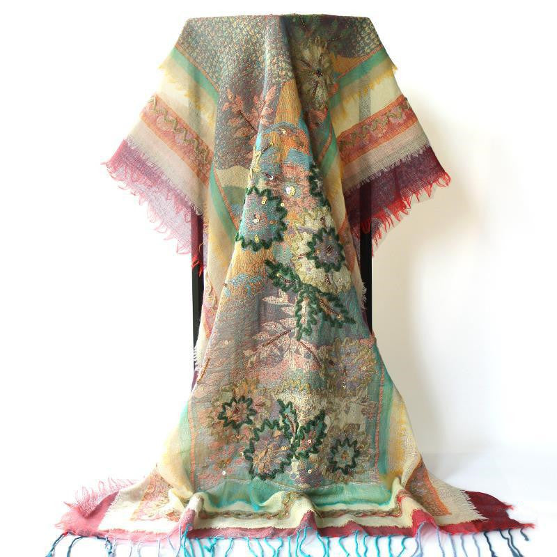 Women’s Fashion Personality And Creativity Embroidered Scarf - Color