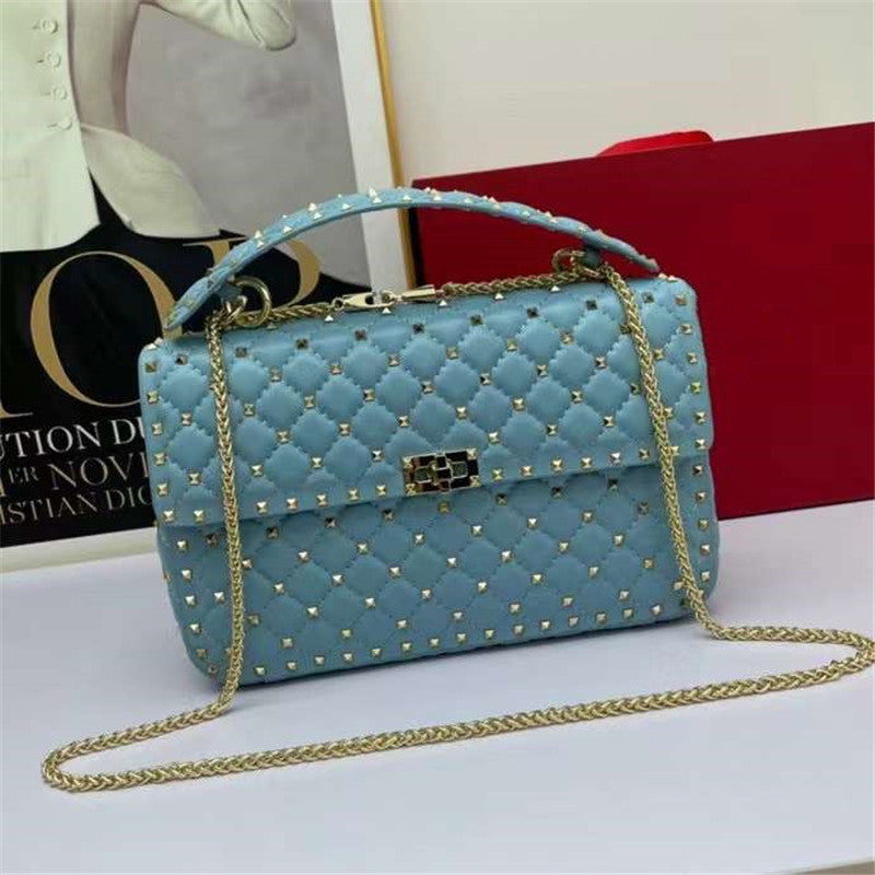 Women’s Fashion Sheepskin Diamond Studded Small Square Bag