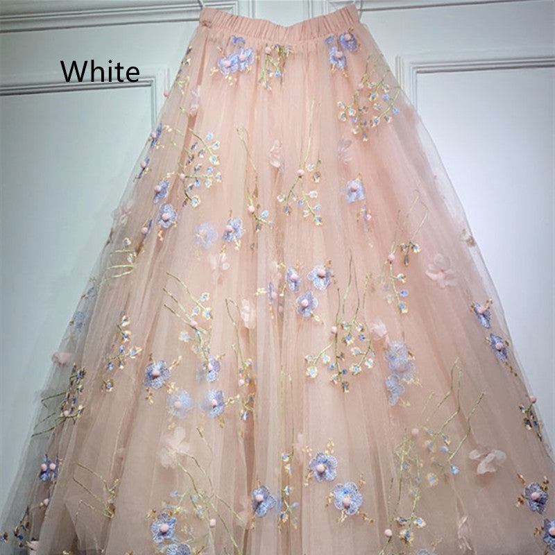Women’s Fashion Three-dimensional Embroidery Puffy Skirt - Main Image White / XS