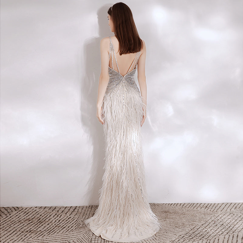 Women’s Feather Temperament High End Evening Dress