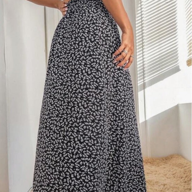 Women’s Floral Split High Waist Printed Skirt