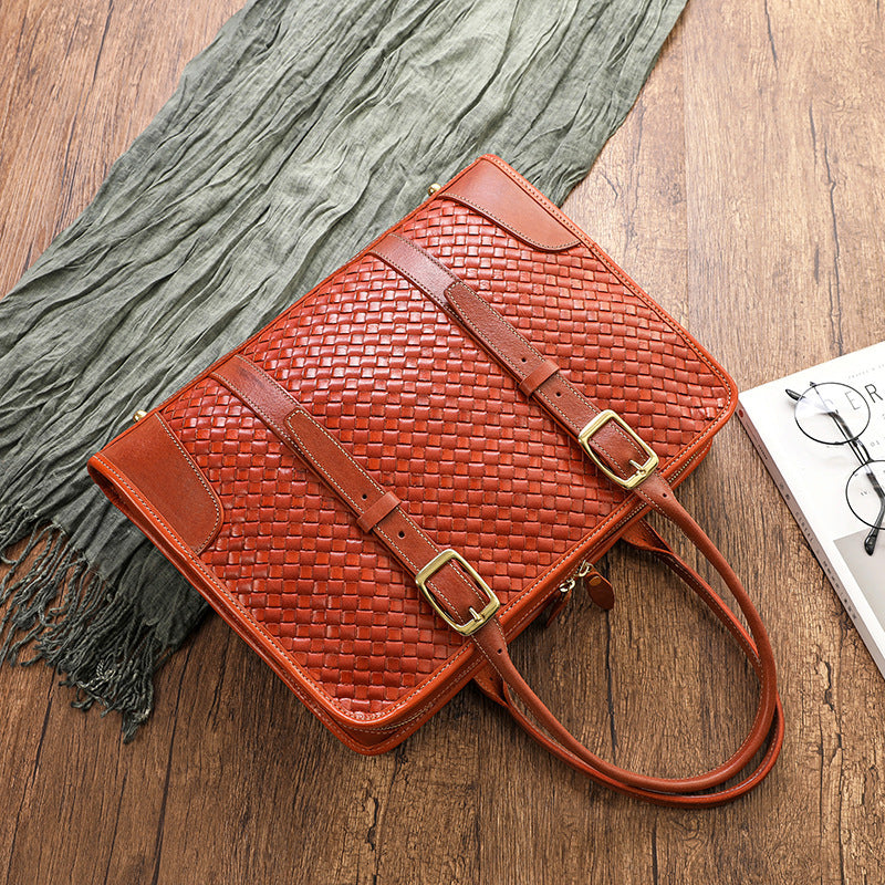 Women’s Hand-woven Handbag Vegetable Tanned Full-grain Leather Cowhide