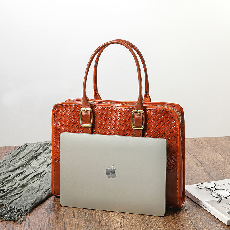 Women’s Hand-woven Handbag Vegetable Tanned Full-grain Leather Cowhide