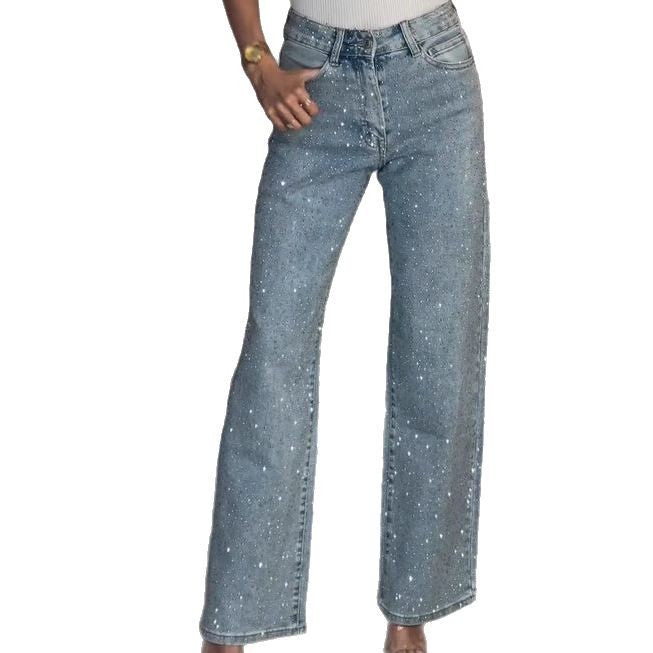Women’s High-end High Waist Straight Personalized Hot Girl High Street Trousers