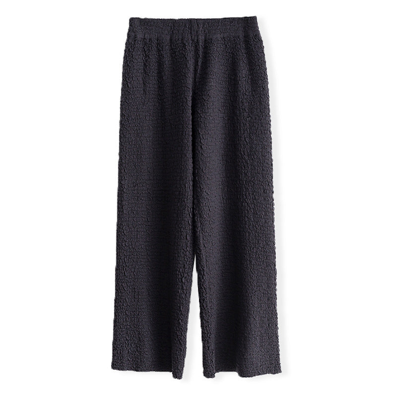 Women’s Knitted Wool Drape Wide Leg Pants - Grey / S