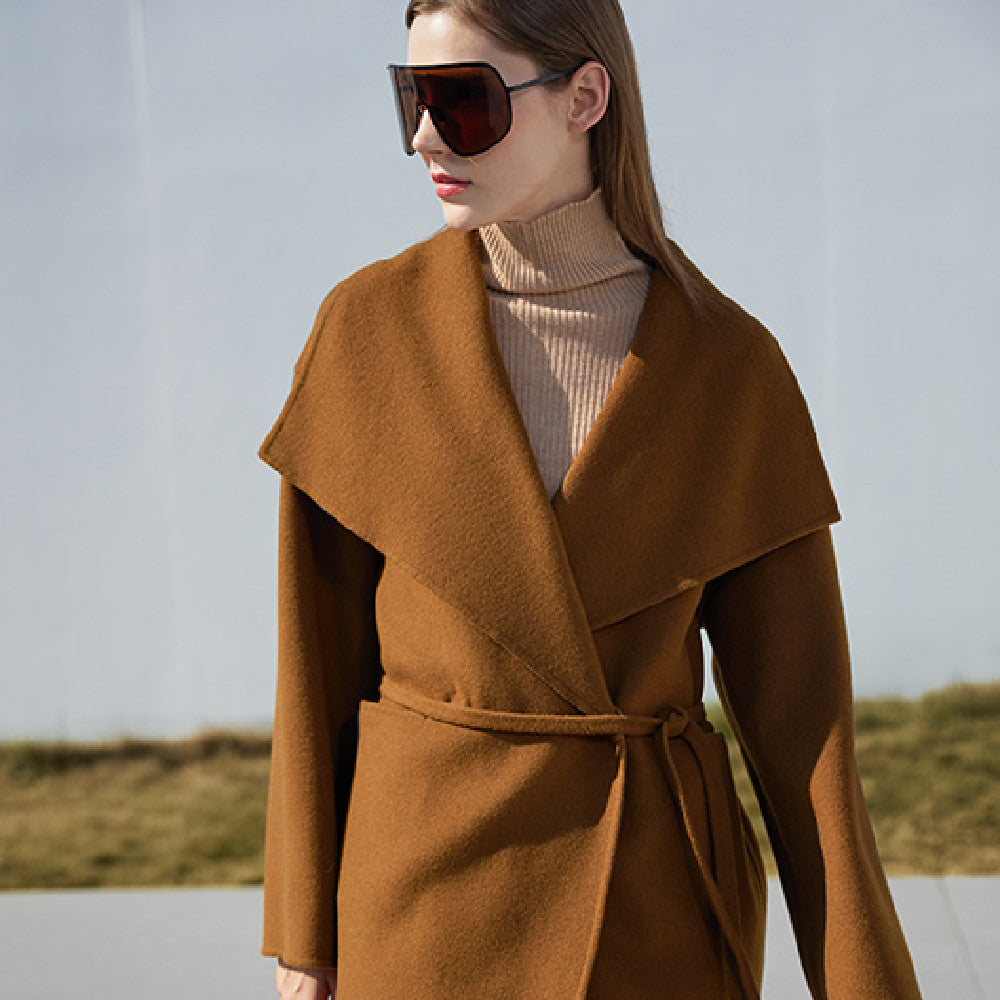 Women’s Medium Long Reversible Coat - Toffee / S
