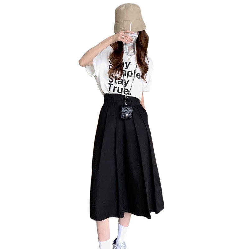 Women’s Mid-length Skirt High Waist Pleated Skirt