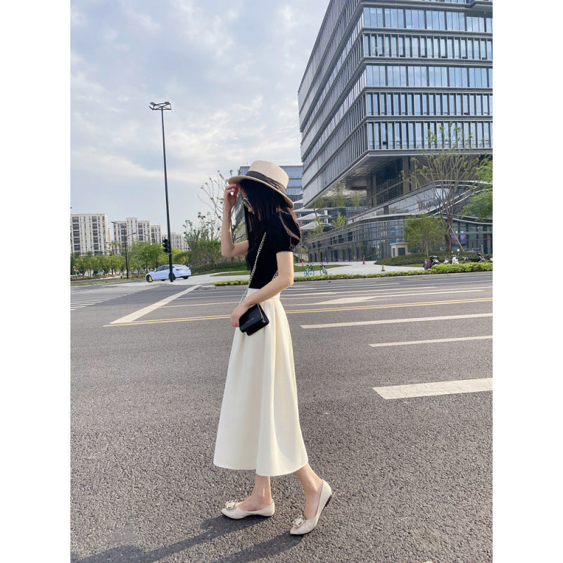 Women’s Mid-length Skirt High Waist Pleated Skirt