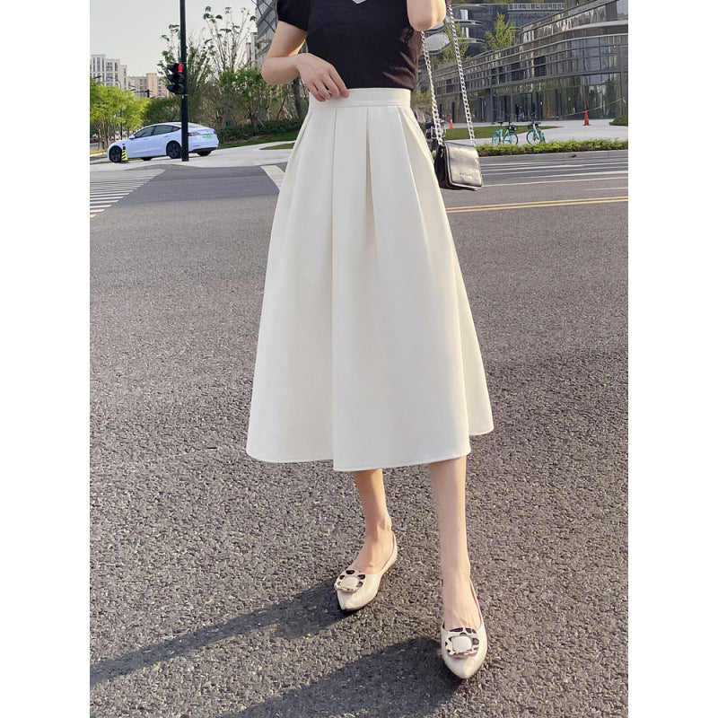 Women’s Mid-length Skirt High Waist Pleated Skirt