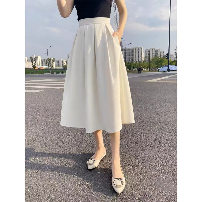 Women’s Mid-length Skirt High Waist Pleated Skirt