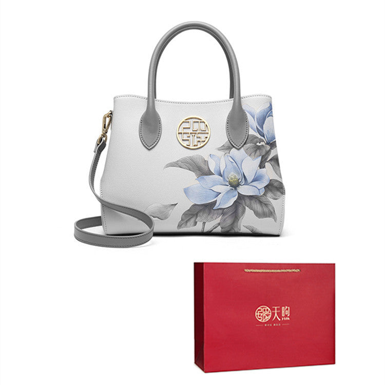 Women’s New Stylish Leather Handbag Fashion Chinese Style - Gift bag / Grey
