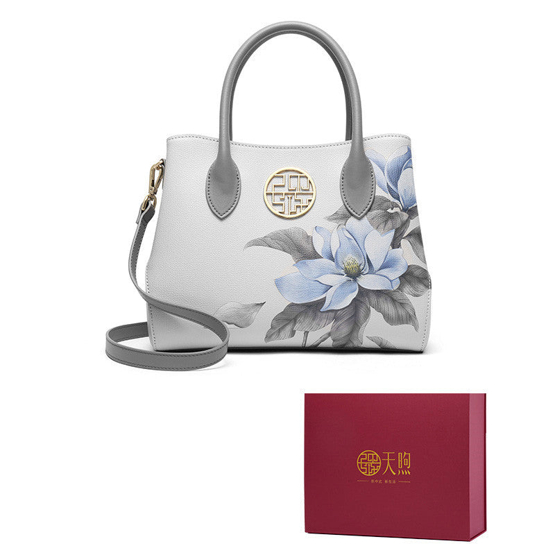 Women’s New Stylish Leather Handbag Fashion Chinese Style - Gift box / Grey