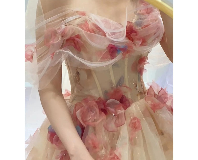 Women’s Off-shoulder Rose Dress Light New Wedding Dress