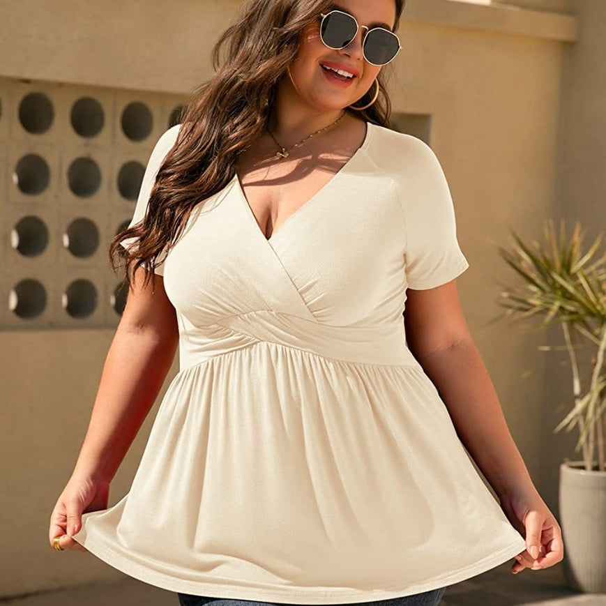 Women’s Plus Size T-shirt V-neck Top