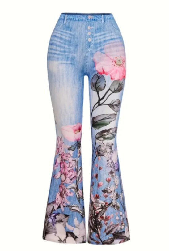 Women’s Printed Polyester Jeans - Style1 / S - 4