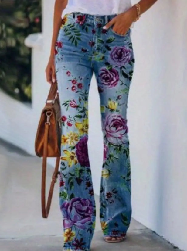 Women’s Printed Polyester Jeans - Style3 / S - 4