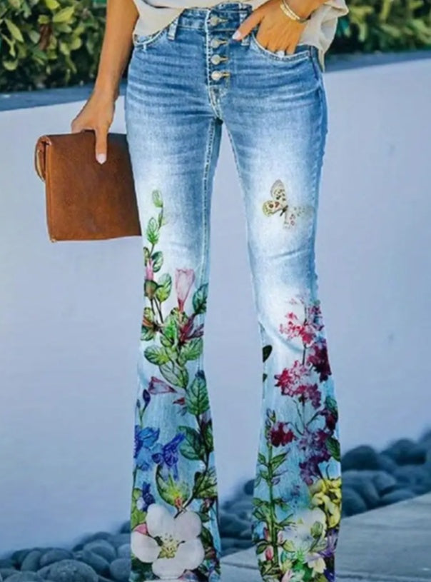 Women’s Printed Polyester Jeans - Style4 / S - 4