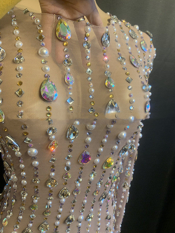 Women’s Rhinestone Birthday Short Party Dress