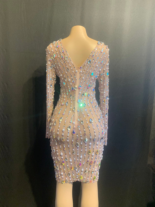Women’s Rhinestone Birthday Short Party Dress