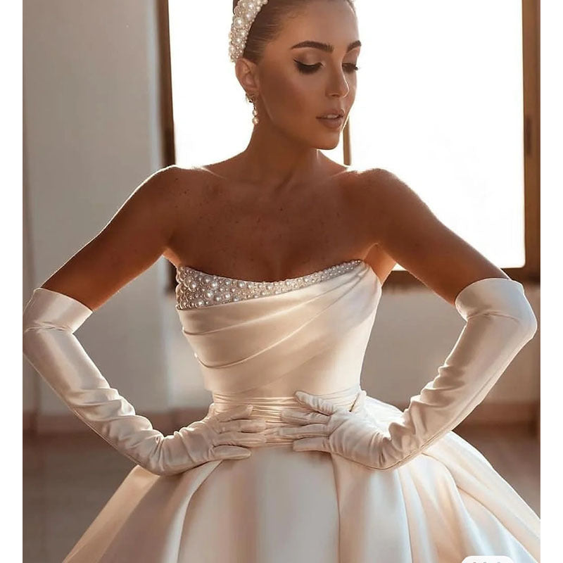 Women’s Satin Bridal Strapless Dress