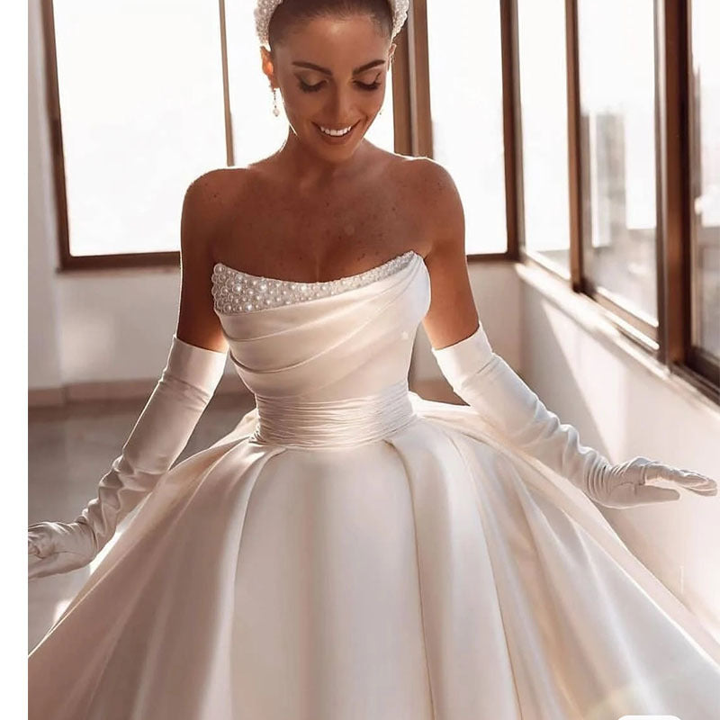 Women’s Satin Bridal Strapless Dress