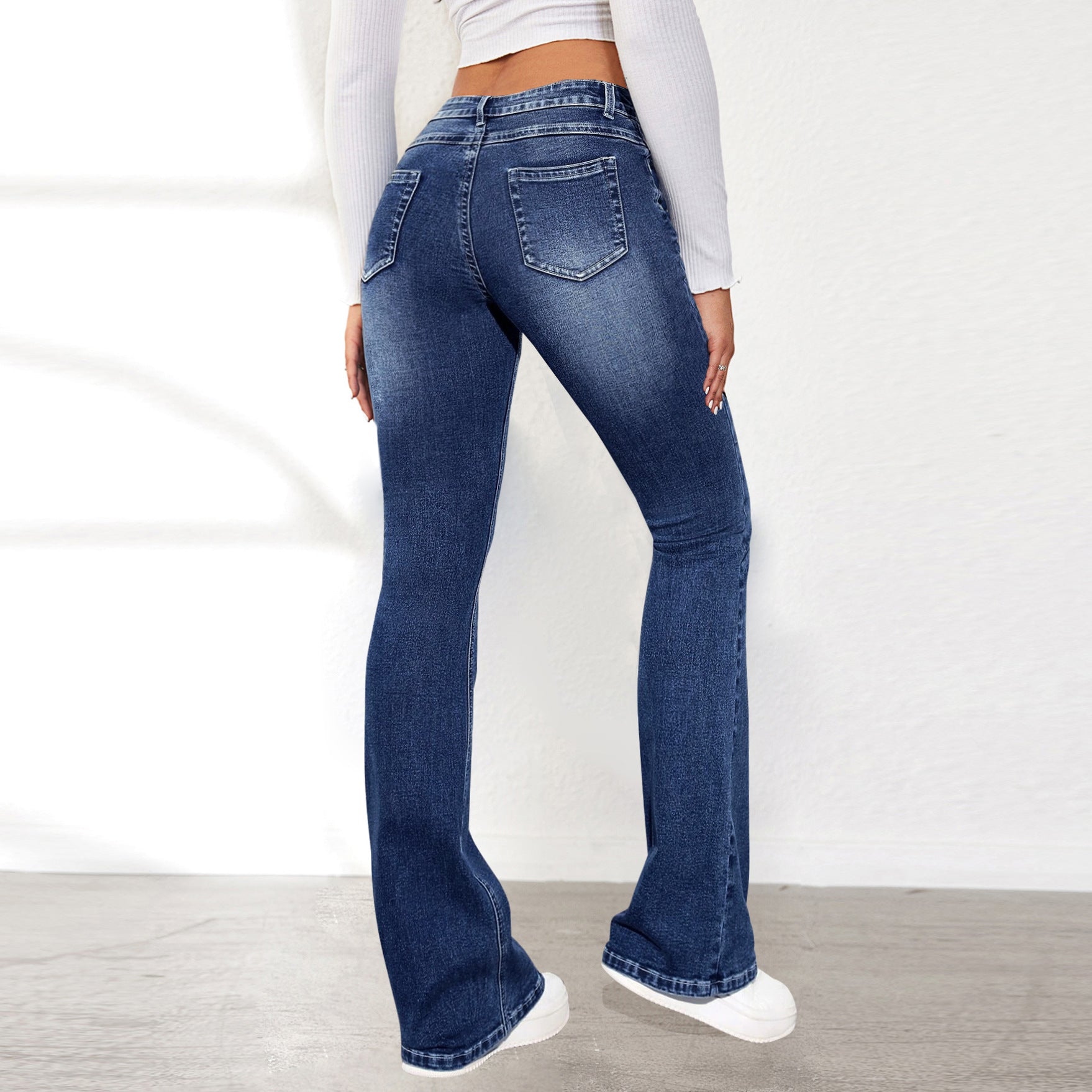 Women’s Stretch Pants Denim Retro Washed