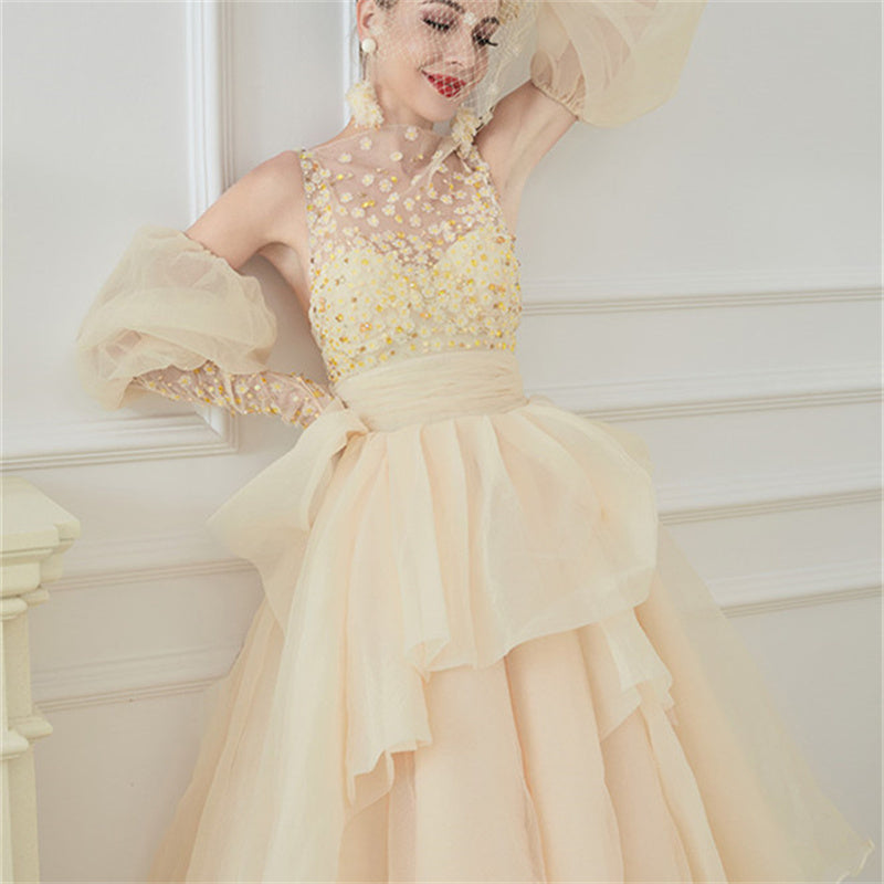 Women’s Temperament Fashion Slim Puffy Dress