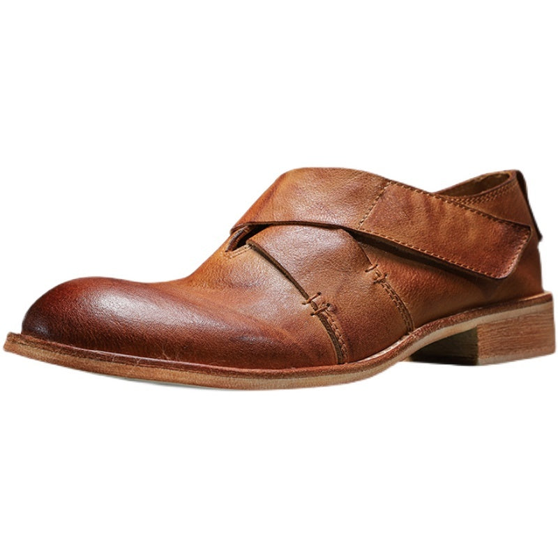 Brown leather dress shoe with layer cowhide sole from luxury fashion for all