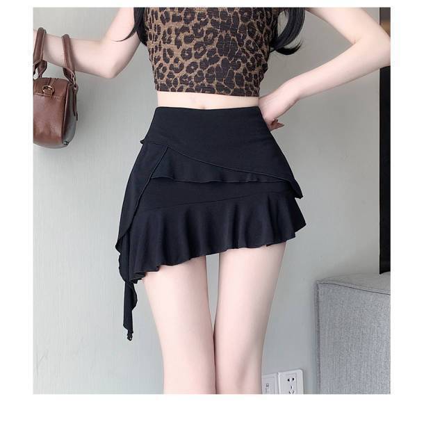 Women’s Versatile Design Irregular Ribbon Skirt - Black / S