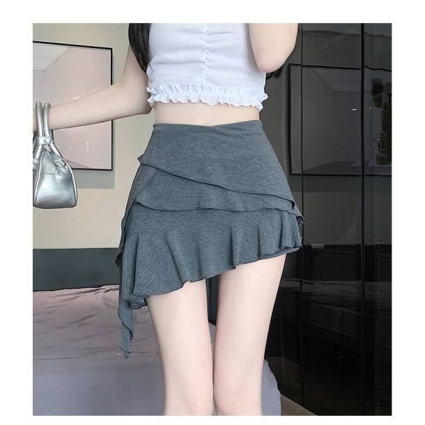 Women’s Versatile Design Irregular Ribbon Skirt - Gray / S