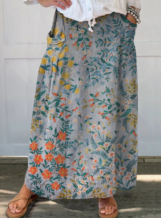 Women’s Vintage Printed Classical Floral Skirt - 306BSQBY25040539 / S