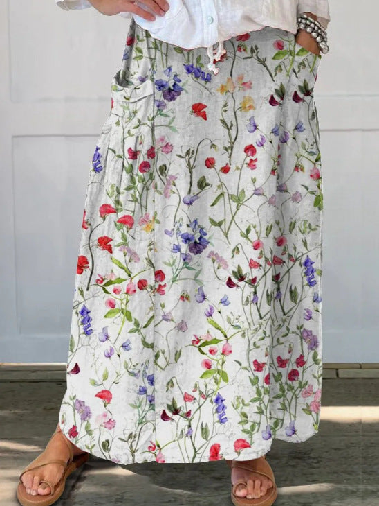 Women’s Vintage Printed Classical Floral Skirt - 306BSQBY25040548 / S