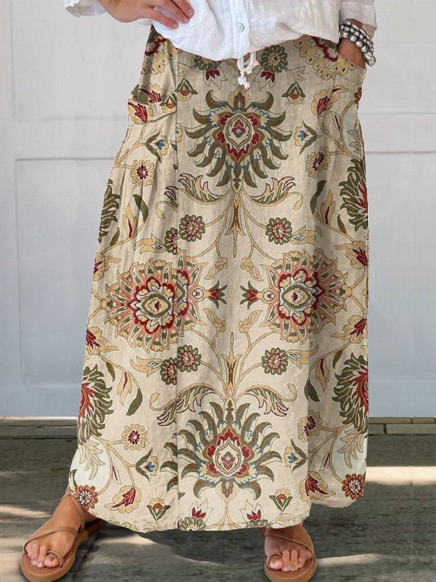 Women’s Vintage Printed Classical Floral Skirt - 306BSQBY25040549 / S